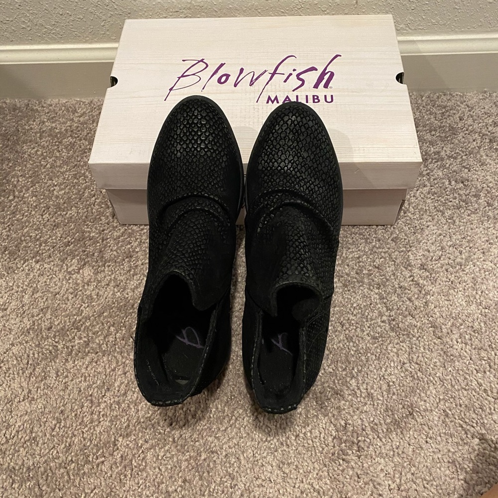Black blowfish ankle booties